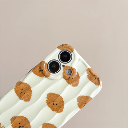 Cute Phone Cases For iPhone 16, 15, 14, 13, 12 Pro Max - Cartoon Teddy Dog - 3D Wavy Soft Cover - PC1520