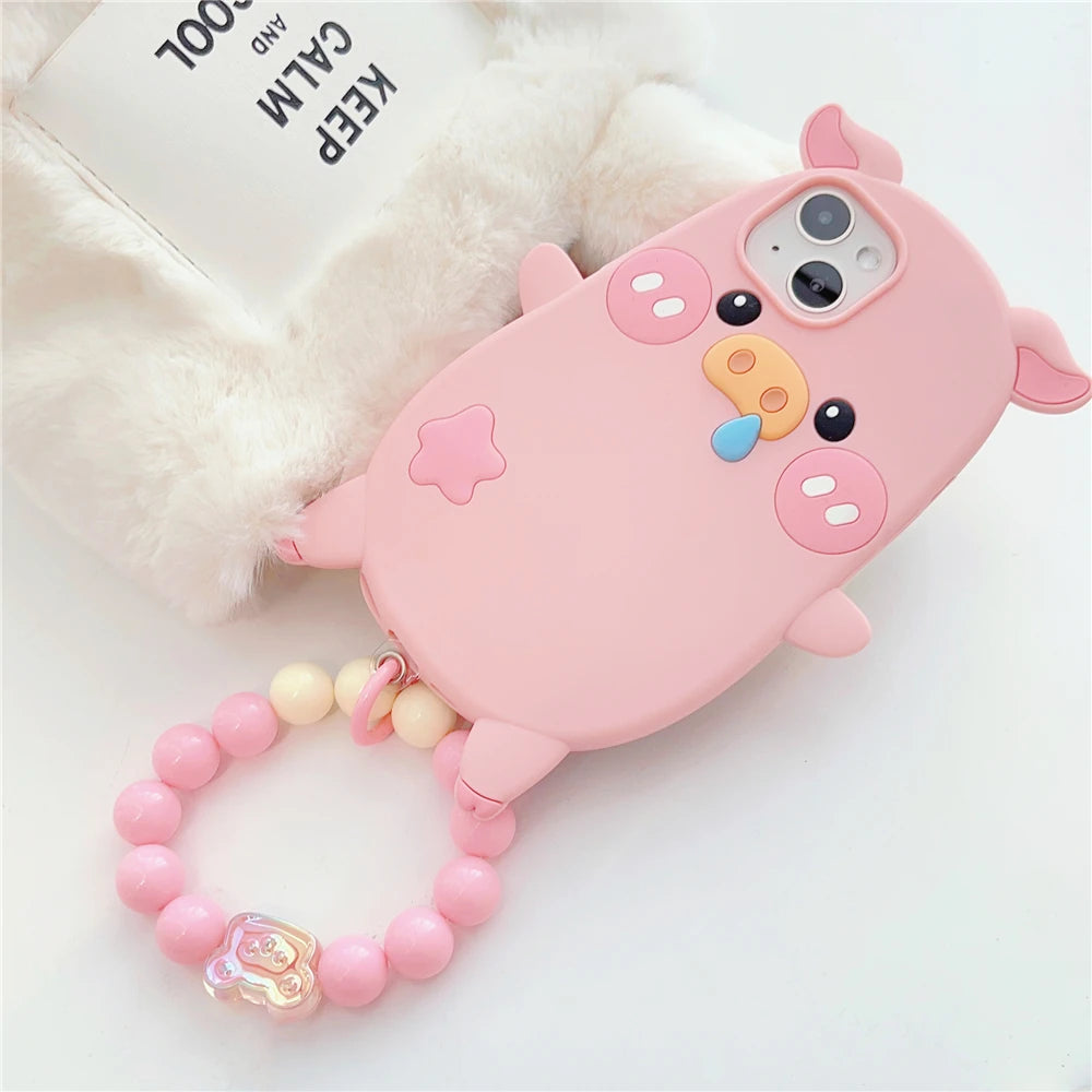 Cute Phone Cases For iPhone 14, 12, 11, 13, 15 Pro Max - Cartoon Funny Snot Pig - Soft Cover - TSP252