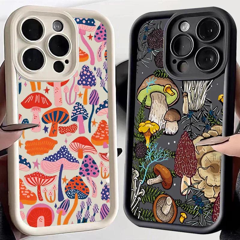 Cute Phone Cases For iPhone 13, 12, 11, XS, X, XR, 7, 8, Plus - Colorful Mushroom - Silicone Cover - TSP229