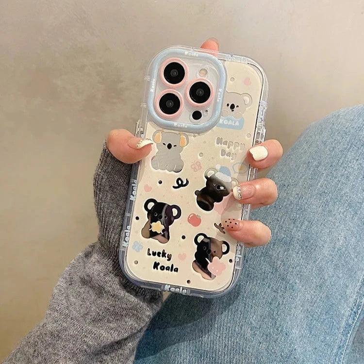 Cute Phone Cases for iPhone 15, 14, 13, 11, and 12 Pro Max - Lucky Koala - Hard Acrylic Mirror - TSP276