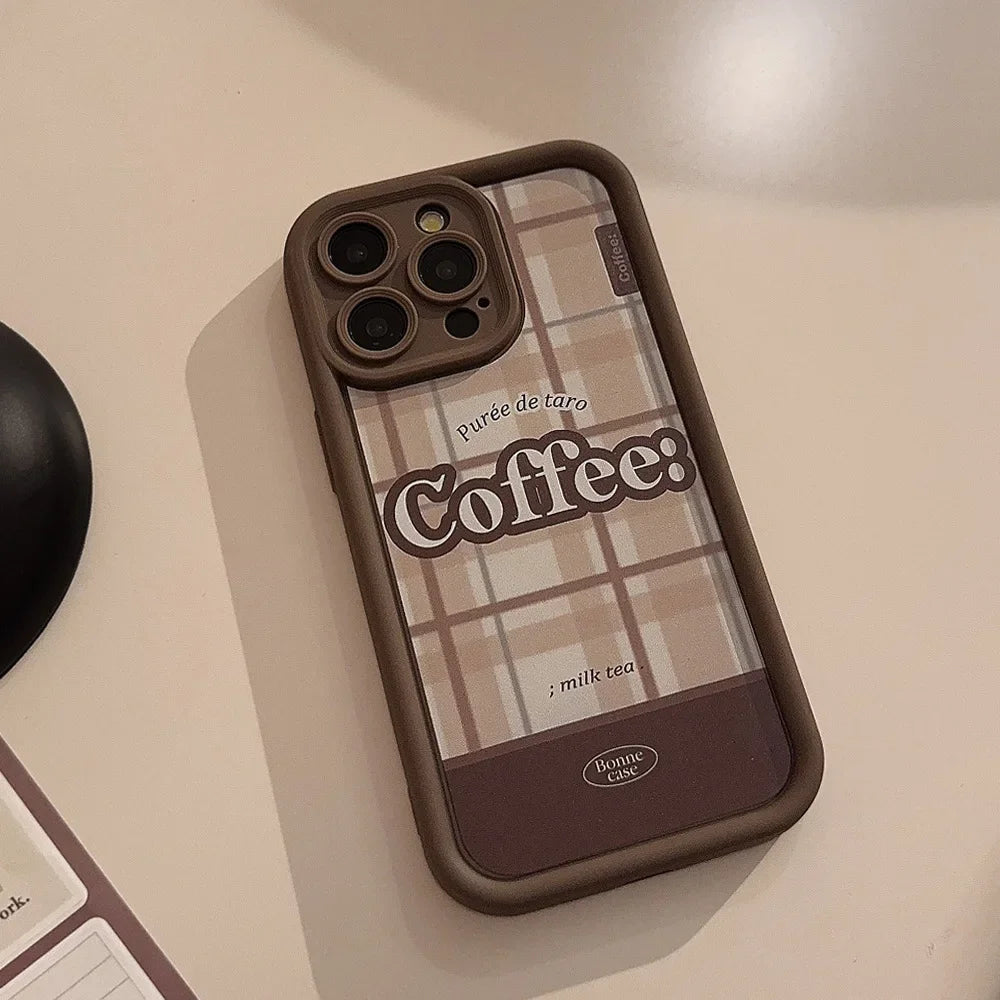 Cute Phone Cases For iPhone 16, 15, 14, 13, 12, 11 Pro Max, Xr, 16 Plus - Coffee Chocolate Plaid Stripes Art Soft Cover - CC6411