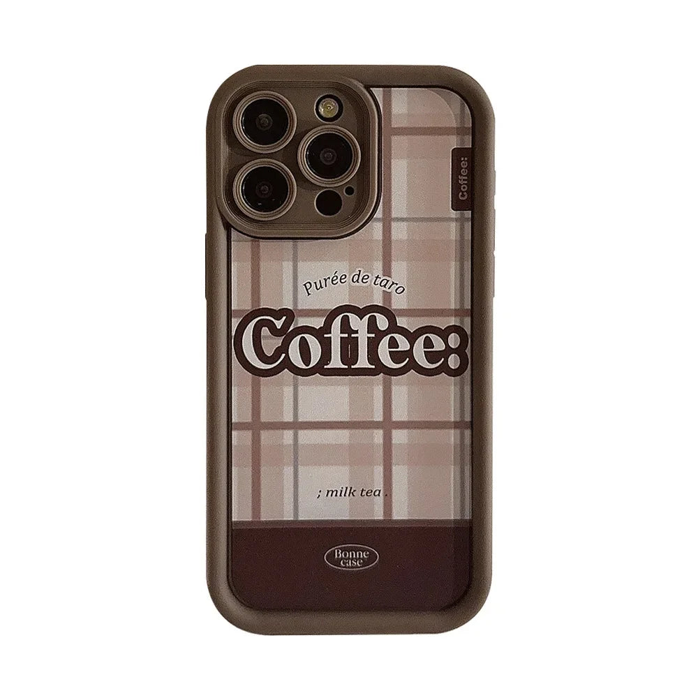 Cute Phone Cases For iPhone 16, 15, 14, 13, 12, 11 Pro Max, Xr, 16 Plus - Coffee Chocolate Plaid Stripes Art Soft Cover - CC6411