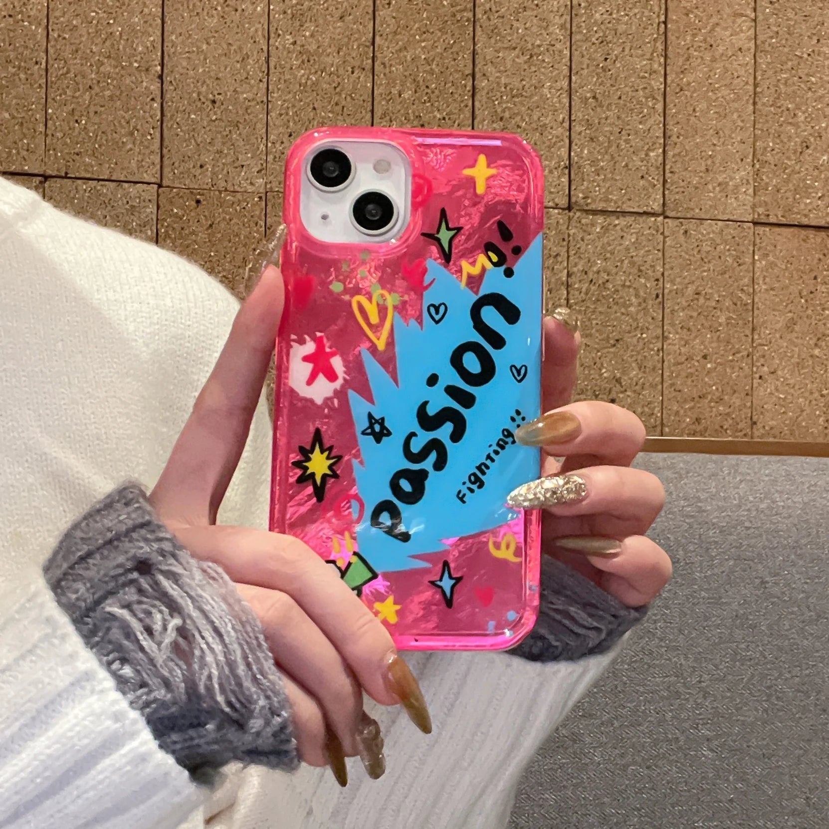 Cute Phone Cases For iPhone 16, 15, 14, 13 Pro Max - Street Style Chic Passion Graffiti Ripple - Back Cover - PC9230