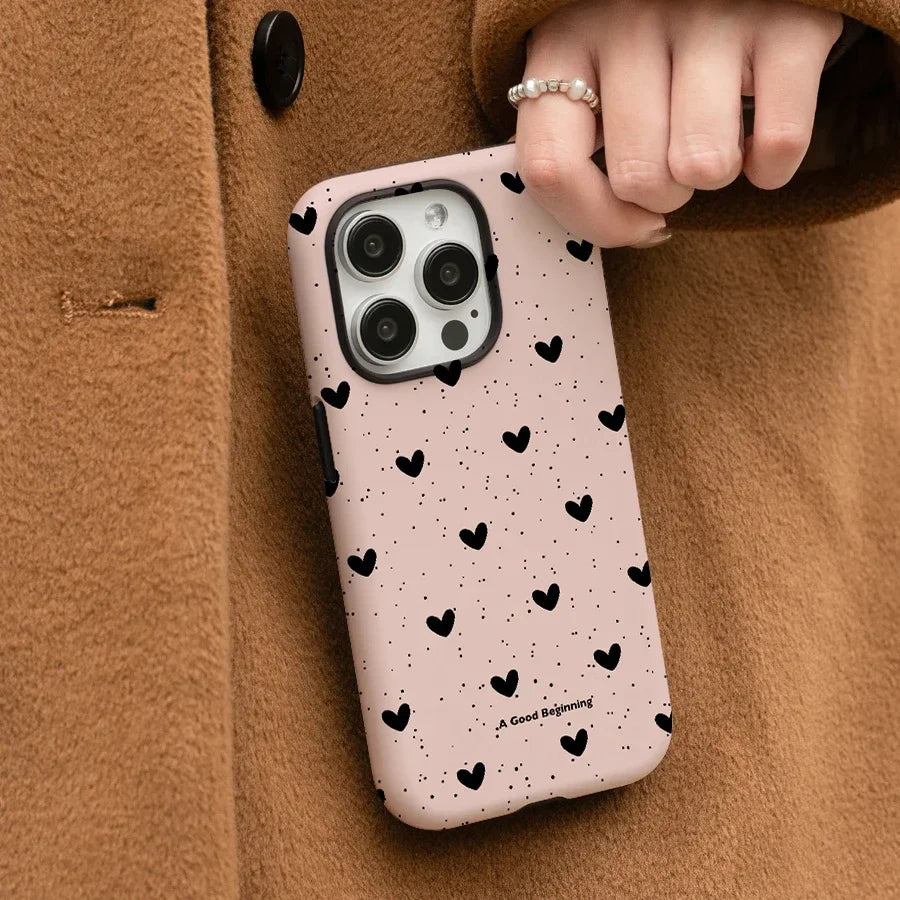 Cute Phone Cases For iPhone 15PRO MAX, 14, 13, 12, 11 PRO, 11 Plus, 15 PRO - Little Hearts - Simple Acrylic TPU Cover - PC8120 - Touchy Style