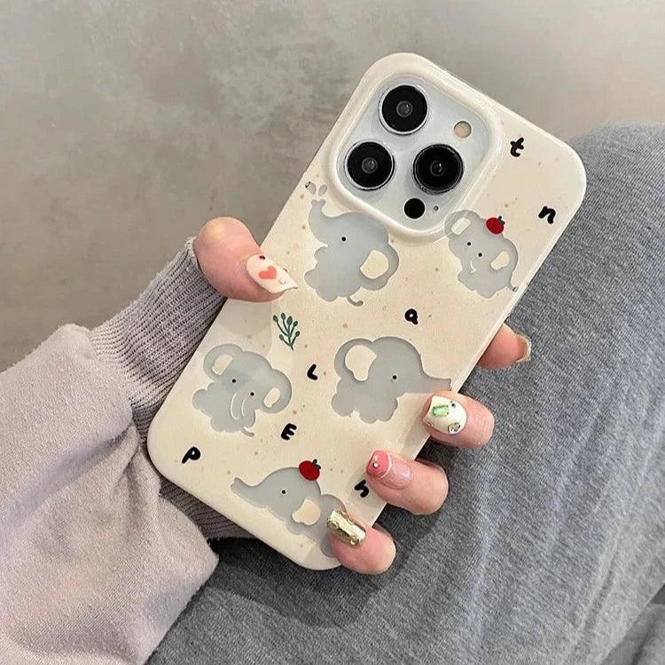 Cute Phone Cases For iPhone 15 Pro Max, 14, 13, 12, and 11 - Cartoon Hollow Out Elephant - TSP265