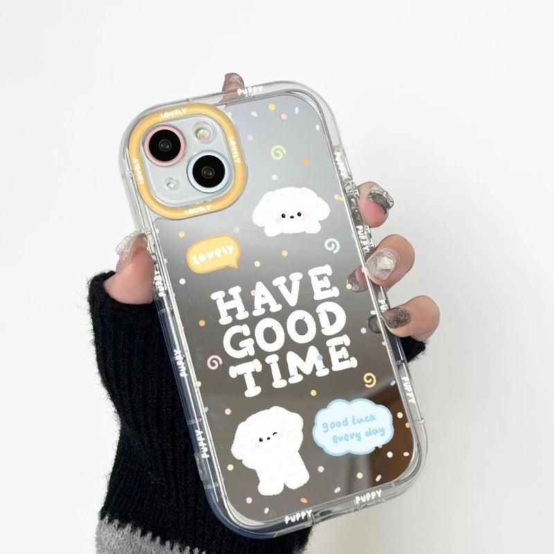 Cute Phone Cases For iPhone 15 Pro Max, 14, 13, 12, and 11 - Lovely Puppy Dog - Mirror Bumper Cover - TSP274