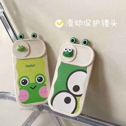 Cute Big Eyes Frog Wave Phone Case for iPhone 15 Pro Max, 14, 13, 11, 12