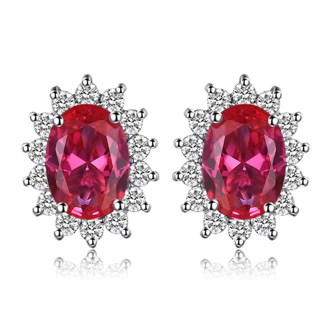 JPECJ258 Stud Earrings Charm Jewelry - Created Sapphire Ruby 925 Sterling Silver