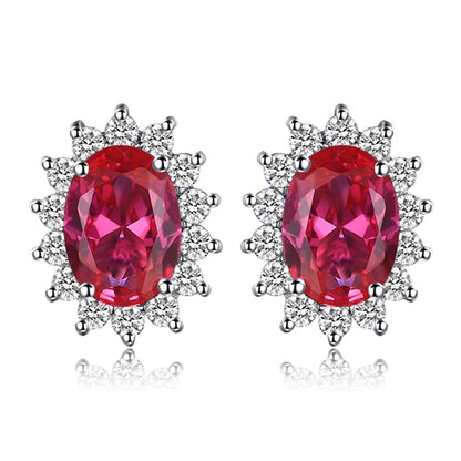 JPECJ258 Stud Earrings Charm Jewelry - Created Sapphire Ruby 925 Sterling Silver