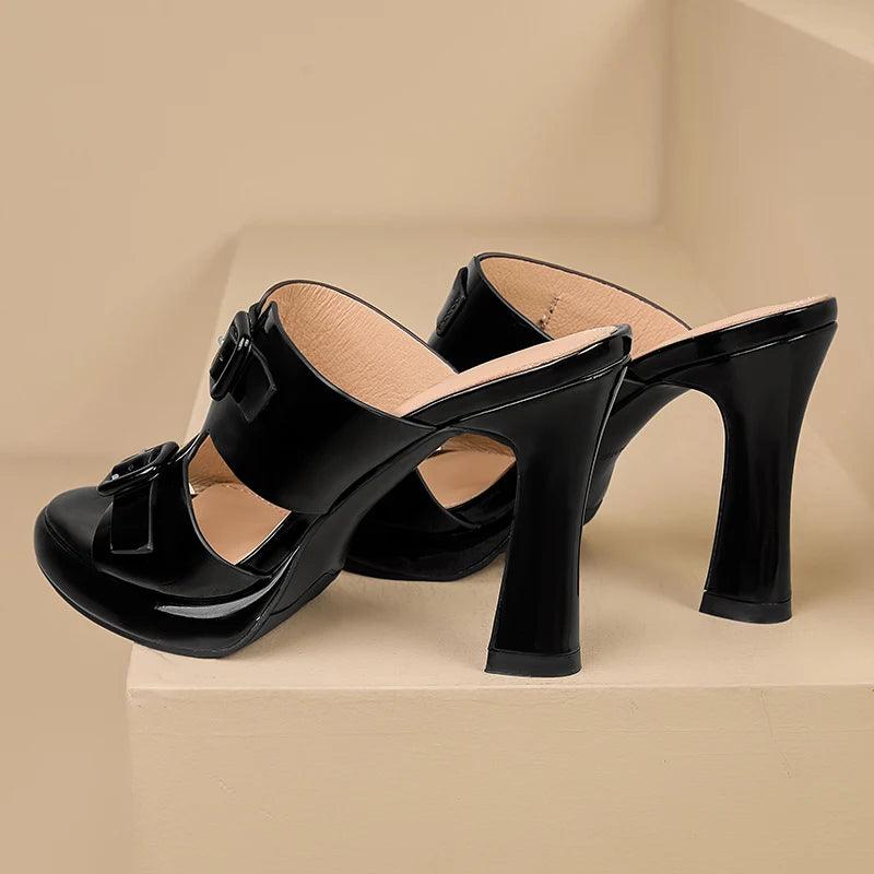 Leather Chunky High Heels - TSS101 Women&