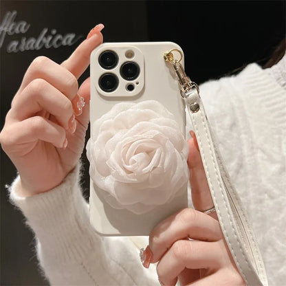 Camellia Pearl Cute Phone Cases For iPhone 15 14 13 11 12 Pro