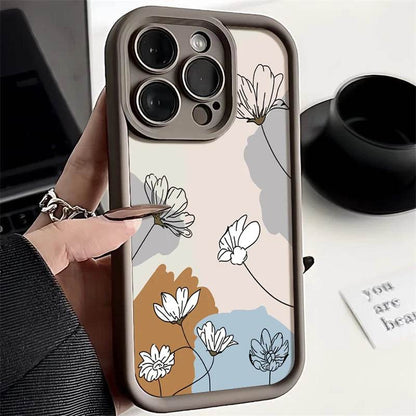 Cute Phone Cases For iPhone 15, 16 Pro, 14, 13, 12 Pro Max, 15 Plus, 11 - Lotus Pattern - Soft TPU Cover - PC0420 - Touchy Style