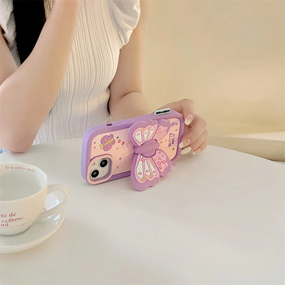 Cute Phone Cases For iPhone 15, 14, 13, 12, and 11 Pro Max - Big Butterfly Holder - Soft Cover - TSP258