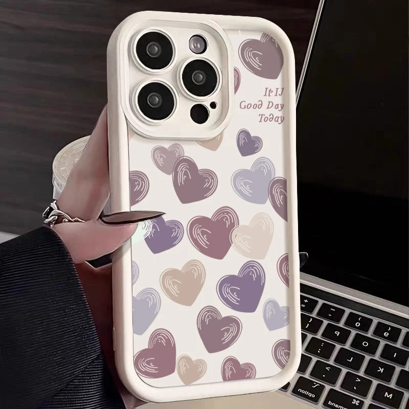 Cute Phone Cases For iPhone 16, 15, 14, 14 Pro, 14 Pro Max, 13, 12, 11, 11 Pro, X, XS, XR, 8, or 7 - Colorful Hearts - TSP518