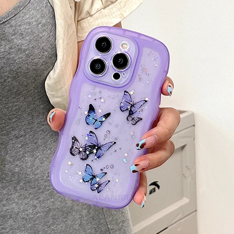 Cute Phone Cases: Bling Glitter Butterfly Bumper for iPhone 7-15 Pro Max - TSP308