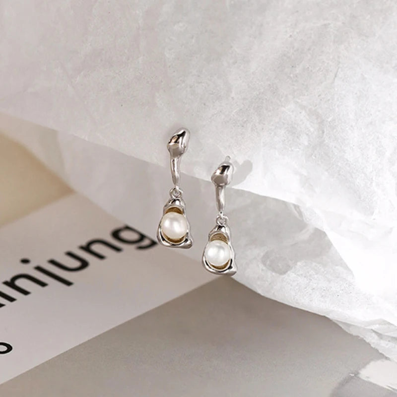 Drop Earrings Charm Jewelry - Irregular Droplet Pearl - TSJ118