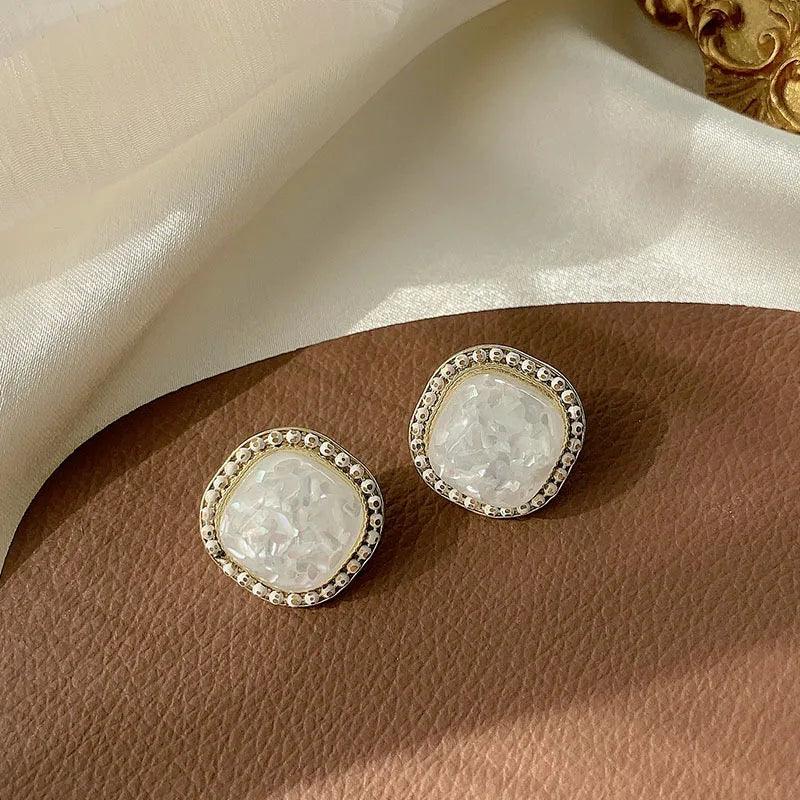 Charming Korean Earrings with White Pearls for Women - Charm Jewelry R1240