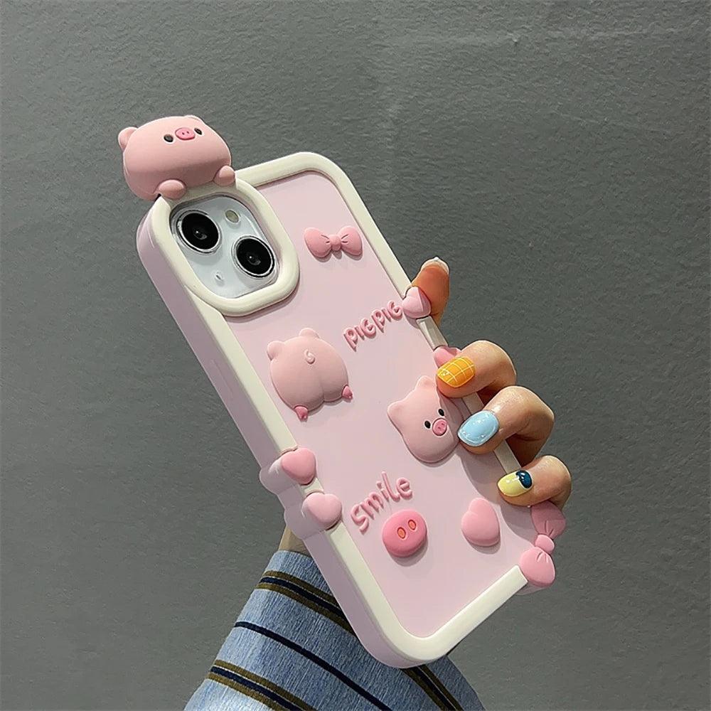 Cute Phone Cases For iPhone 11, 12, 13, 14, 14 Plus, or Pro Max - 3D Cartoon - Silicone Soft Cover - TSP250