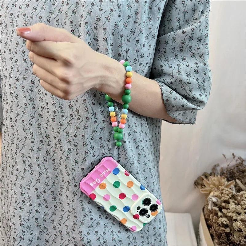 Cute Phone Cases for iPhone 11, 12, 13, 14, and 15 Pro Max - Rainbow Dots - Glossy Cover - TSP272