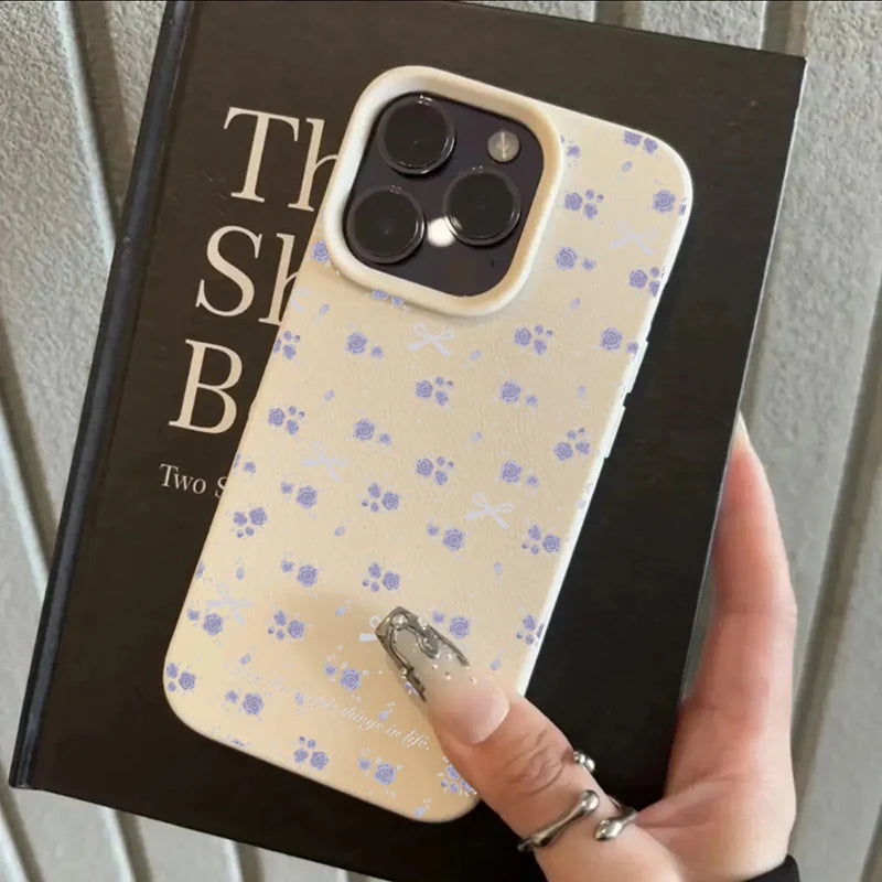 cute Phone Cases For iPhone 16 15 14 Pro Max 13 12 11 - Flower Lichee and Bowknots Pattern - Silicone Back Cover