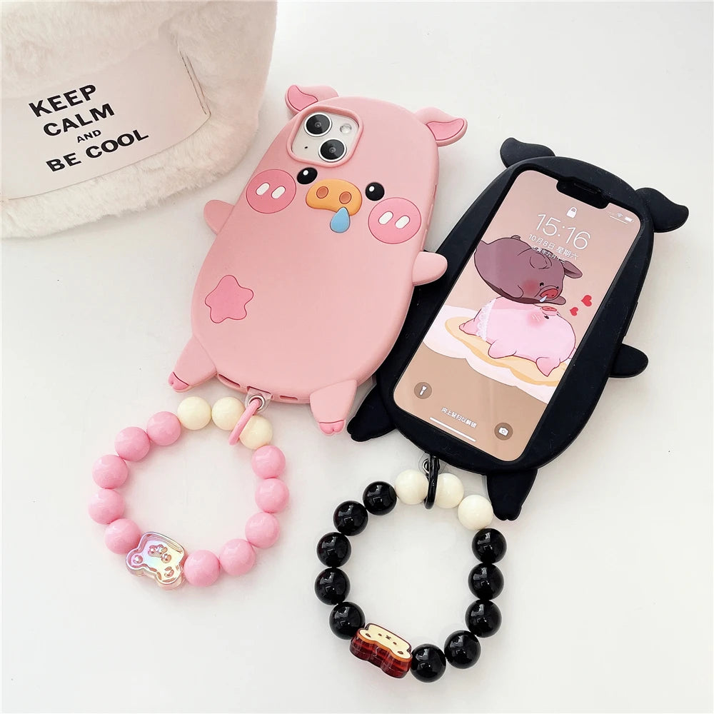 Cute Phone Cases For iPhone 14, 12, 11, 13, 15 Pro Max - Cartoon Funny Snot Pig - Soft Cover - TSP252