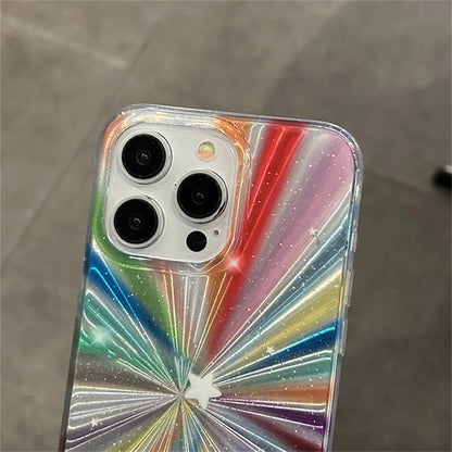 Cute Phone Cases For iPhone 15 Pro Max, 14, 13, 11, 12, or 15 Plus - Colorful Rainbow Stars - Glitter Cover - TSP278