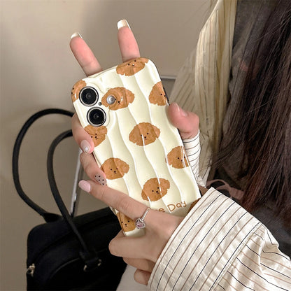 Cute Phone Cases For iPhone 16, 15, 14, 13, 12 Pro Max - Cartoon Teddy Dog - 3D Wavy Soft Cover - PC1520