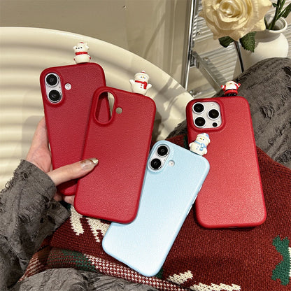 Cute Phone Cases For iPhone 16, 15, 14, 13, 12, 11, Pro, Pro Max, and Plus - 3D Snowman - Soft Cover - TSP440