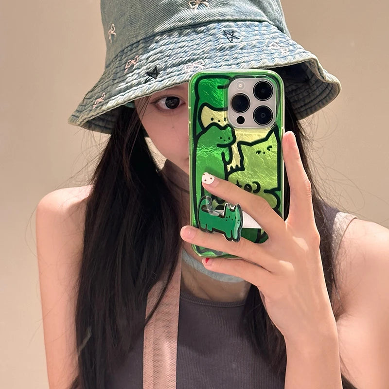 Cute Phone Cases for iPhone 15, 14, 13, and 12 Pro Max - Funny Line Drawing - Holder Stand - TSP220