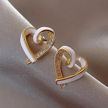 Fashion White Peach Heart Mini Earrings Charm Jewelry XYS0257