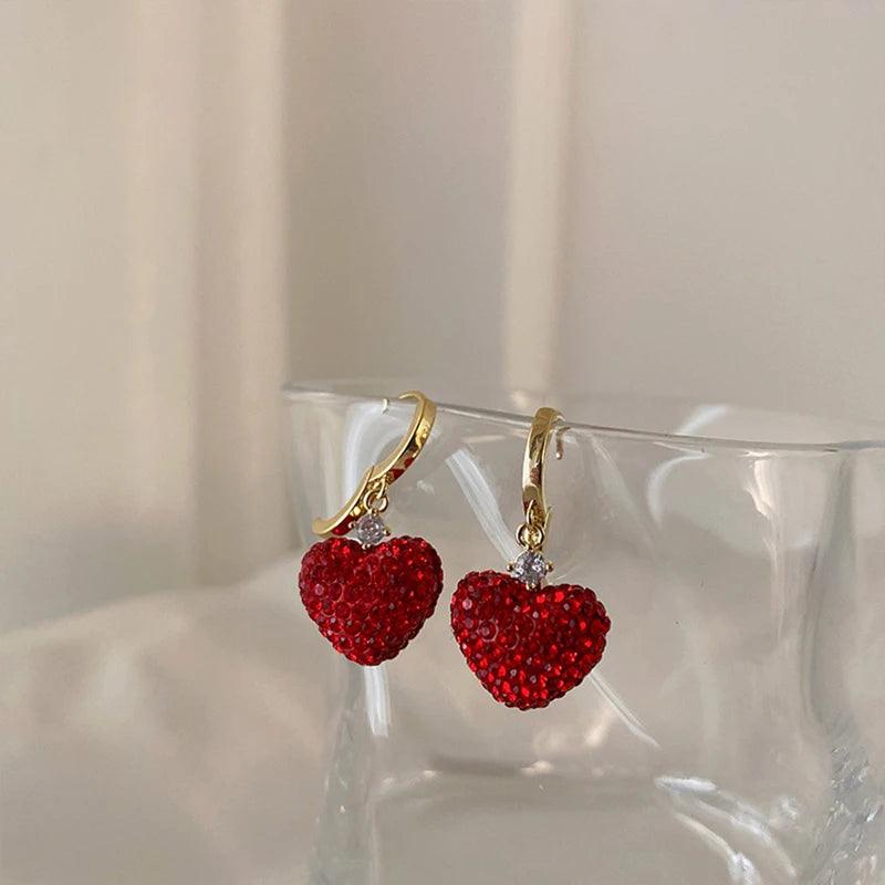 Earrings Charm Jewelry ECJTXY48 Red Heart Pendant Accessories