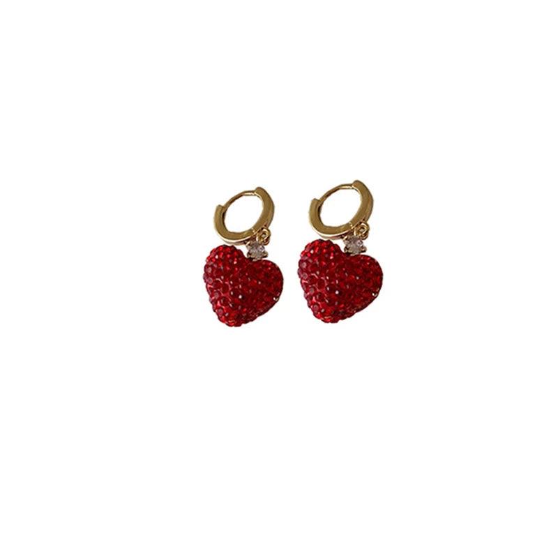 Earrings Charm Jewelry ECJTXY48 Red Heart Pendant Accessories