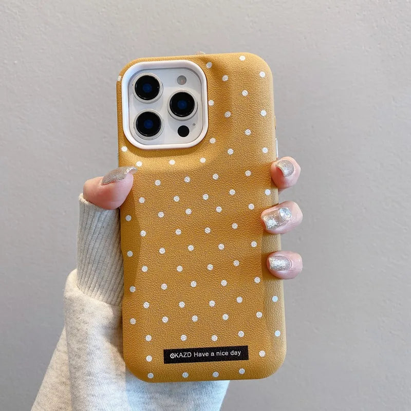 Cute Phone Cases For iPhone 16, 11, 12, 13, 14 Plus, 15 Pro Max - Heavy Armor Polka Dot - Gorgeous Cover - IC4001