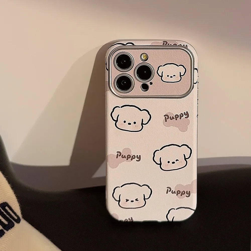 Cute Phone Cases For iPhone 16, 15, 14, 13, 12 Pro Max, 15 Plus - Funny Sweet Puppy Dog Pattern - Leather Cover - PC9120