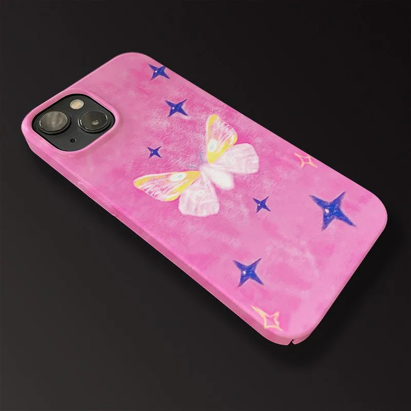 Cute Phone Cases For iPhone 15PRO MAX, 14, 13 PRO, 13 PRO MAX, 15, 15PLUS, 15PRO, 11Pro - Colorful Butterfly Pattern - Acrylic Hard Cover - IC0210 - Touchy Style