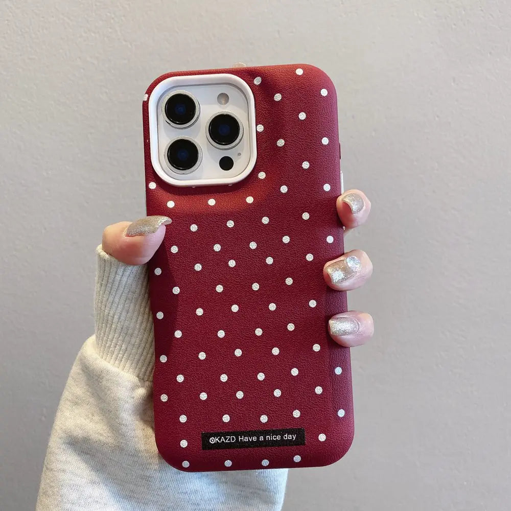 Cute Phone Cases For iPhone 16, 11, 12, 13, 14 Plus, 15 Pro Max - Heavy Armor Polka Dot - Gorgeous Cover - IC4001 - Touchy Style