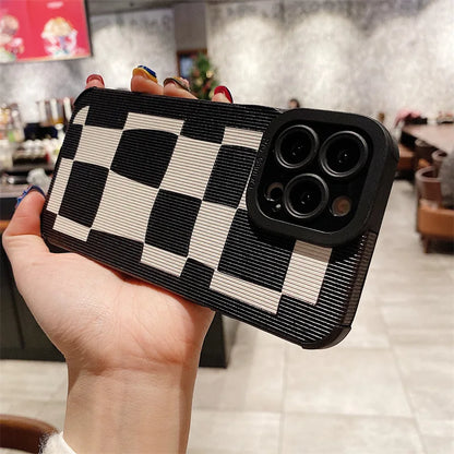 Black White Grid Cute Phone Cases For iPhone 14 11 7 8 Plus X XR XS 11 13 12 Pro Max