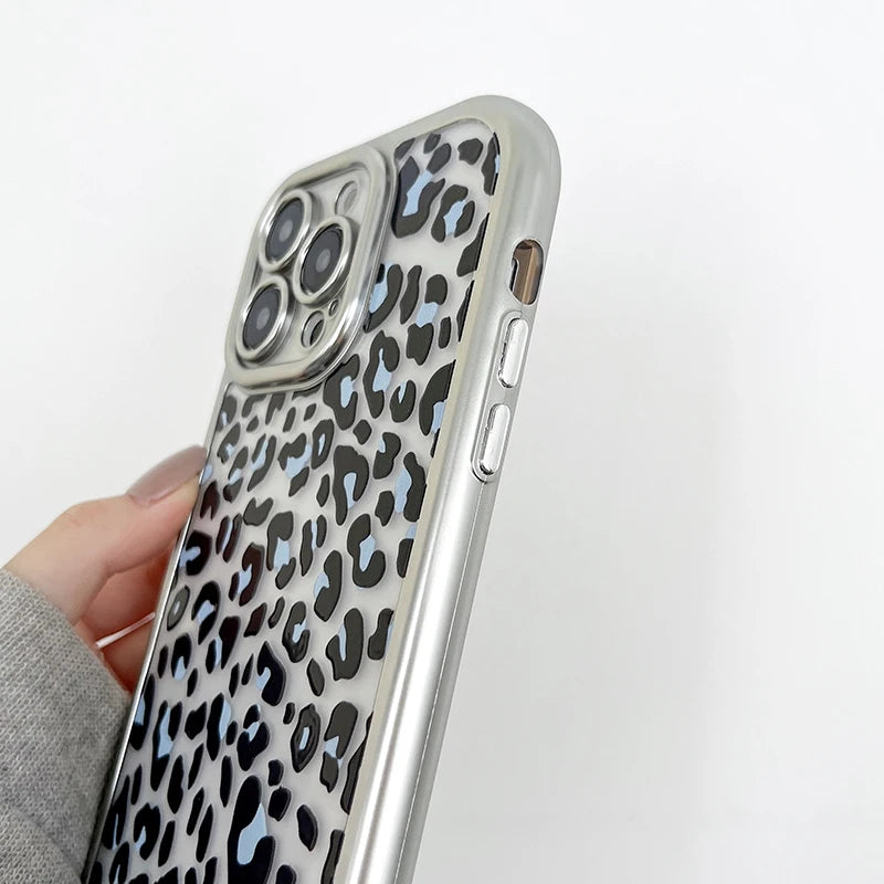 Cute Phone Cases: Black Blue Leopard Print for iPhone 15 Pro Max - TSP309