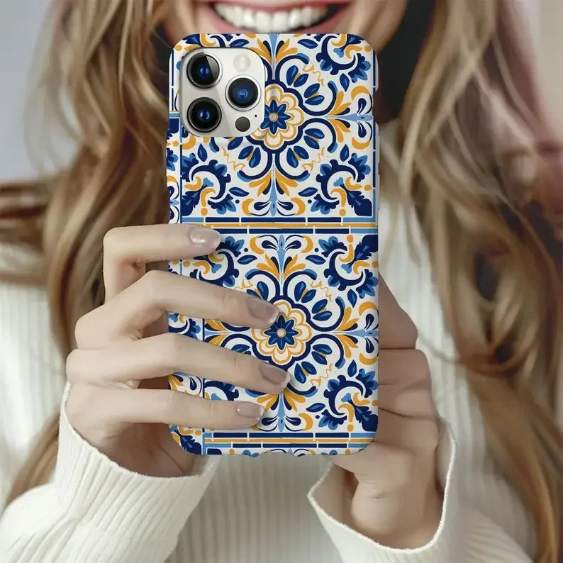 Cute Phone Cases For iPhone 15 Pro Max, 14, 13, 12, and more - Tile Mediterranean Design - TSP498