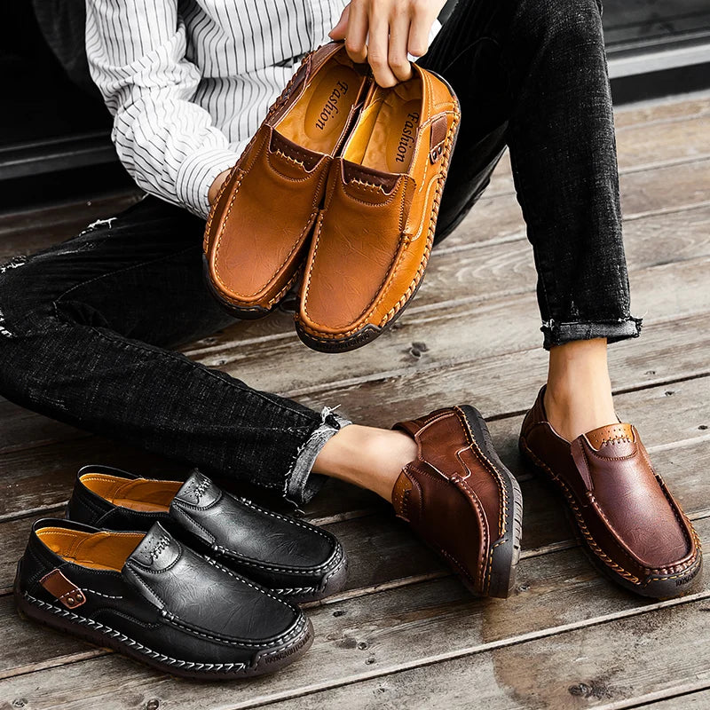 Flats Comfortable Leather Brown Men&