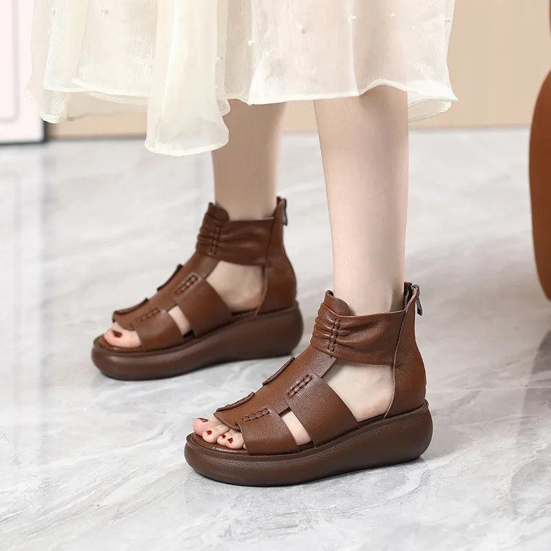 Leather Sandals Cool Boots Platform Casual Shoes For Women&