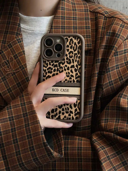 Cute Phone Cases For iPhone 16, 11, 12, 13, 14, 15 Pro Max - Soft Silicone Leopard Print - Leather Bumper Cover - IC4310