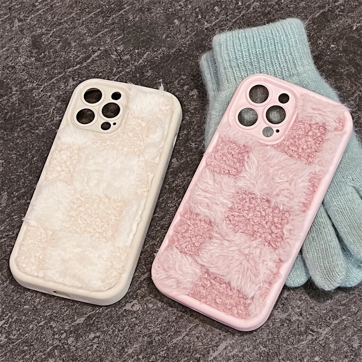 Cute Phone Cases for iPhone 11, 12, 13, 14, 15, 16 Pro Max and Plus - Fluffy &amp; Fabulous Spliced Lattice - TSP434