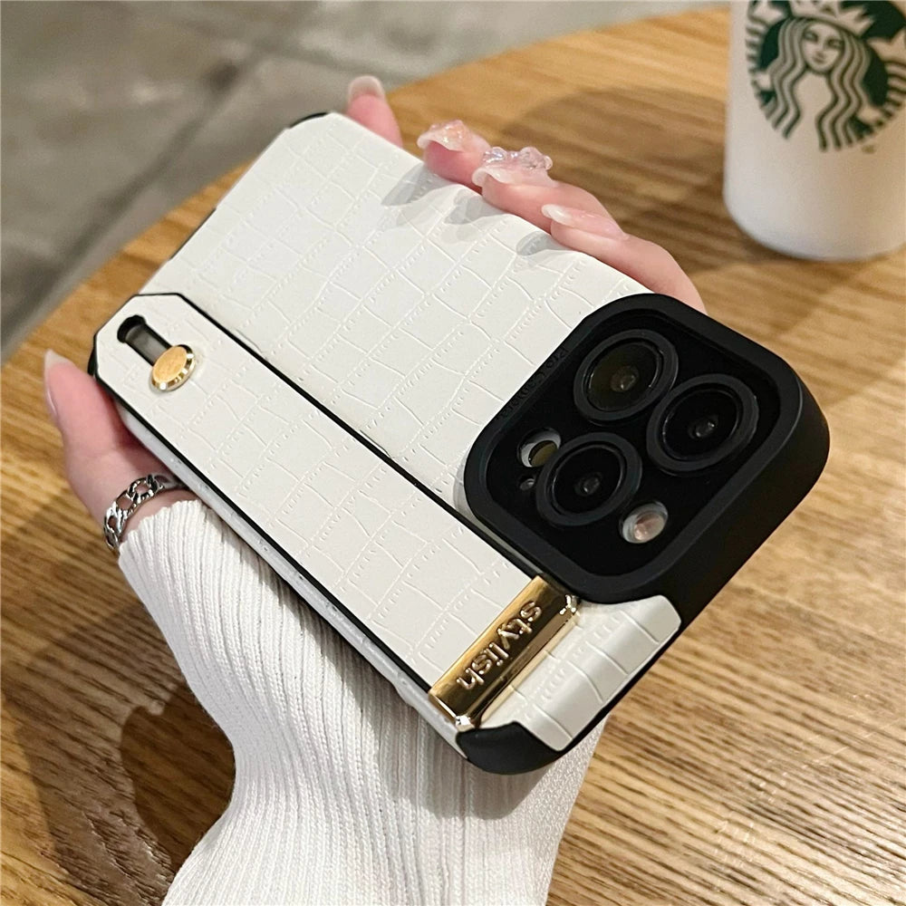 Soft Leather Wristband Cute Phone Cases For iPhone 15 14 11 13 12 Pro XS Max X XR 7 8 Plus