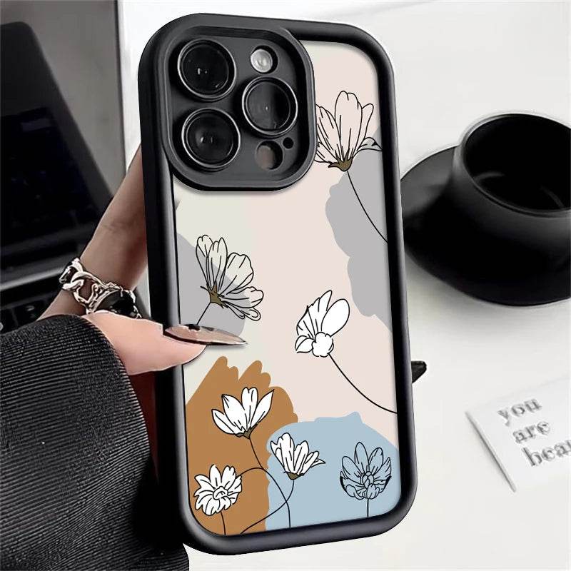 Cute Phone Cases For iPhone 15, 16 Pro, 14, 13, 12 Pro Max, 15 Plus, 11 - Lotus Pattern - Soft TPU Cover - PC0420 - Touchy Style