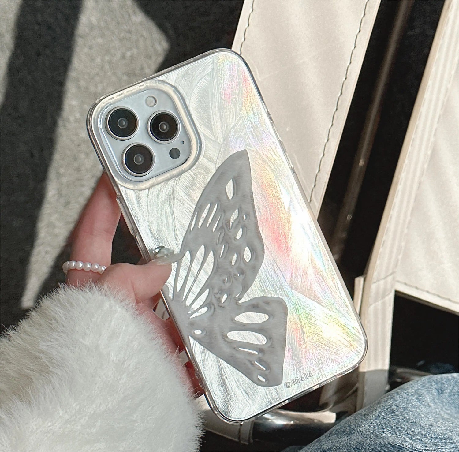 Cute Phone Cases For iPhone 15 Pro Max, 14, 13, 11, 12, 15 Plus - Glitter Butterfly - Gradient Cover - TSP262