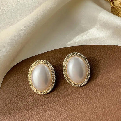 Charming Korean Earrings with White Pearls for Women - Charm Jewelry R1240