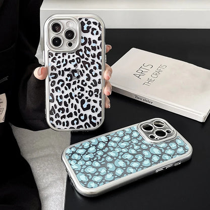 Cute Phone Cases: Black Blue Leopard Print for iPhone 15 Pro Max - TSP309