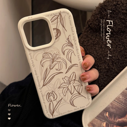 Cute Phone Cases For iPhone 16, 15, 14, 13 Pro Max - Artistic Lily Flower Pattern - Chic Back Cover - PC006