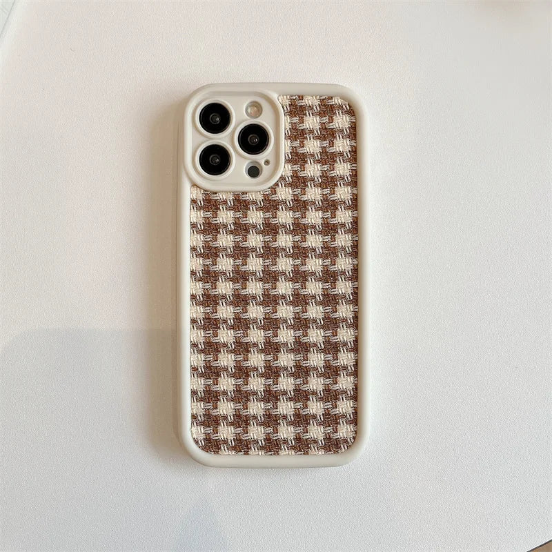 Cute Phone Cases For iPhone 15/14/13/12/11/SE/7/8  - Cloth Lattice Grid - TSP321